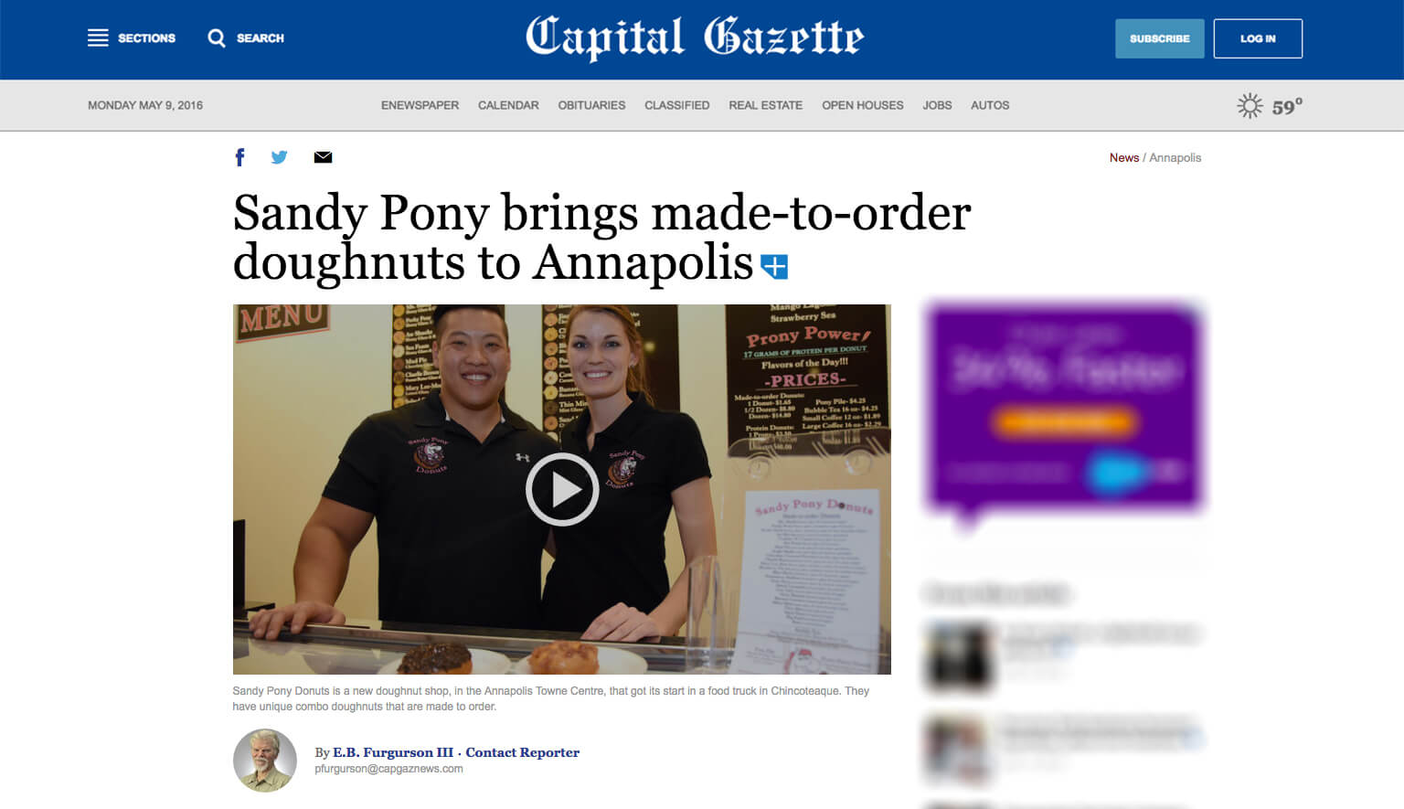 Sandy Pony Donuts in The Capital Gazette